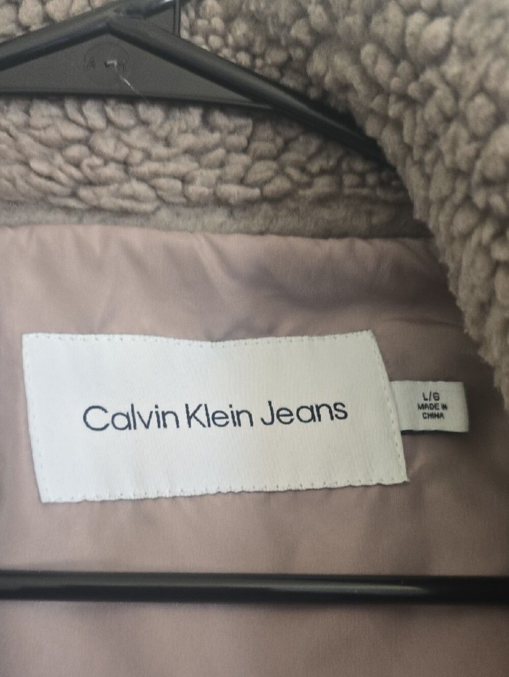Calvin Klein Jeans Taupe Sherpa Bomber Jacket - Picture 3 of 3
